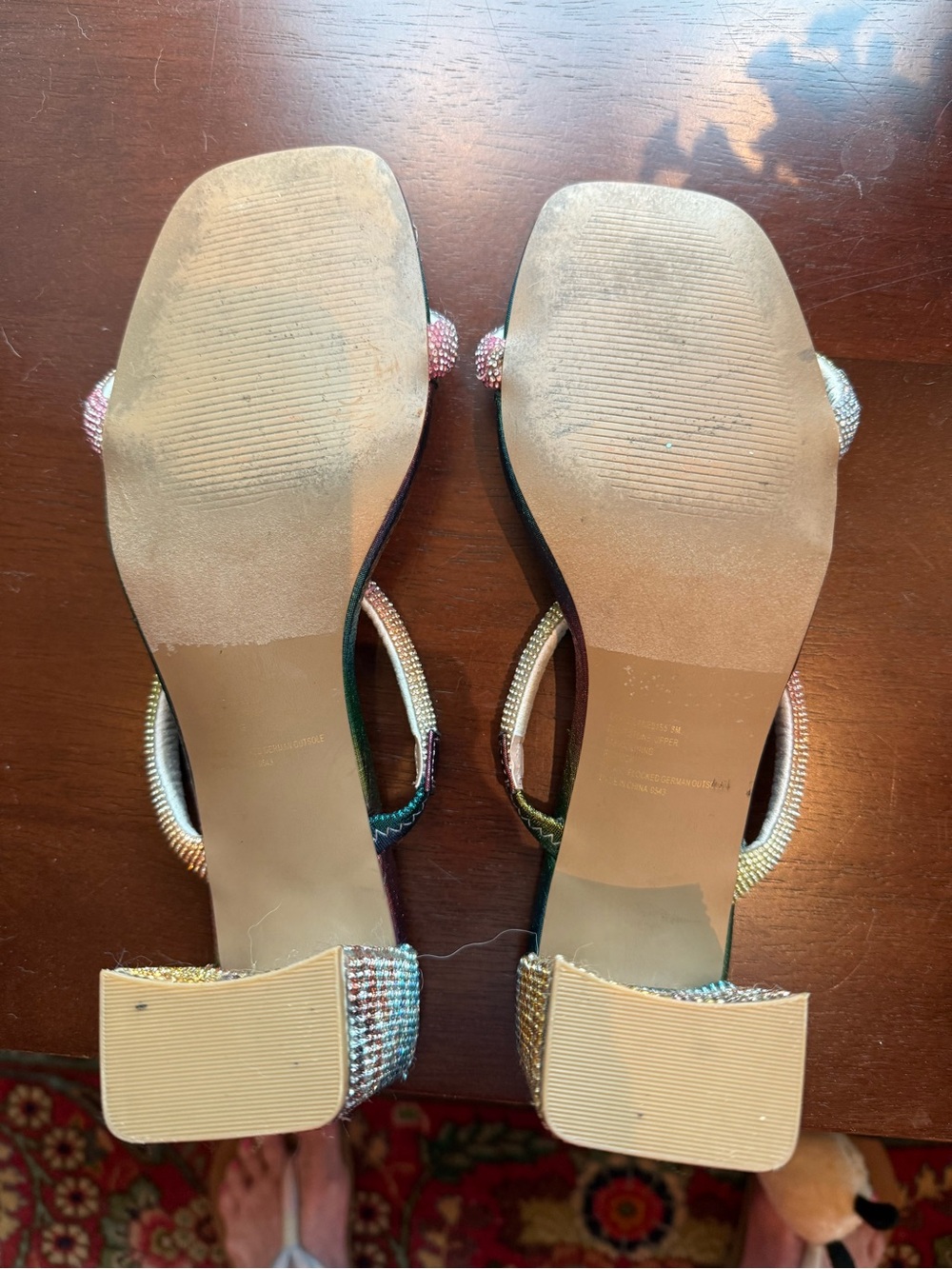 Betsey Johnson Multicolor Rainbow Gem-Embellished Heeled Sandals 8M - Picture 7 of 9